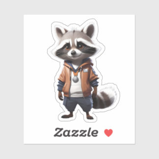 Pegatina Ilustracion Guay y Adorable Raccoon