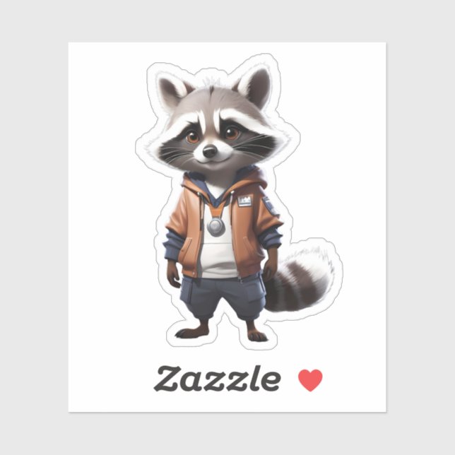 Pegatina Ilustracion Guay y Adorable Raccoon (Hoja)
