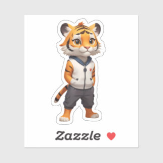 Pegatina Ilustracion Guay y Tigre Adorable