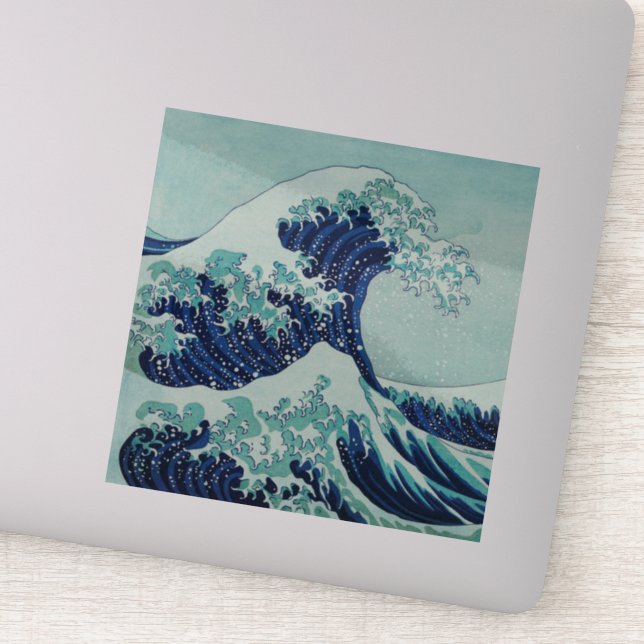 Pegatina Ilustracion Hokusai Big Blue Wave (Detalle)