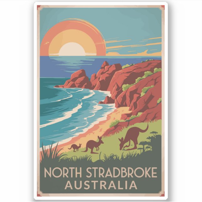 Pegatina Ilustracion Kangaroos de la Isla Stradbreak del No (Anverso)