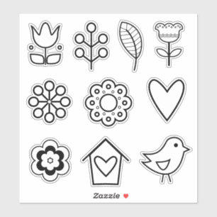 Pegatina Ilustracion Minimalista de arte folclórico escand