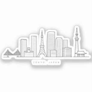 Pegatina Ilustración minimalista del horizonte de Tokio