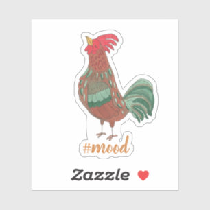 Pegatina Ilustracion Moody Fun Rooster
