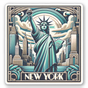 Pegatina Ilustracion neoyorquino de estilo Art Deco