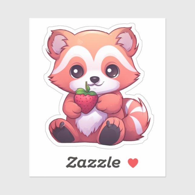 Pegatina ilustracion panda rojo personalizado (Hoja)