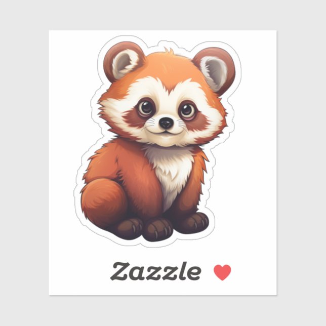 Pegatina ilustracion panda rojo personalizado (Hoja)