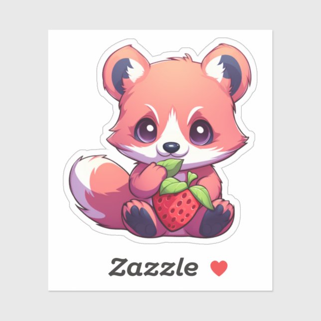 Pegatina ilustracion panda rojo personalizado (Hoja)