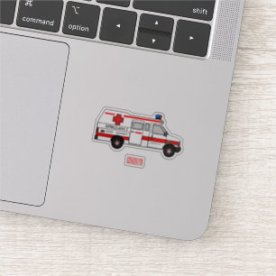 Pegatina Ilustracion personalizado de ambulancia