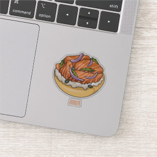 Pegatina Ilustracion personalizado de bagel de Salmon
