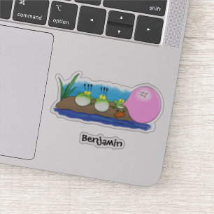 Pegatina Ilustracion personalizado de bblegum de ranas grac