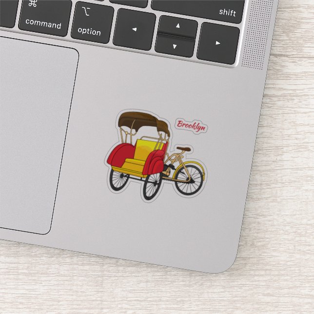 Pegatina Ilustracion personalizado de bicitaxi (Detalle)