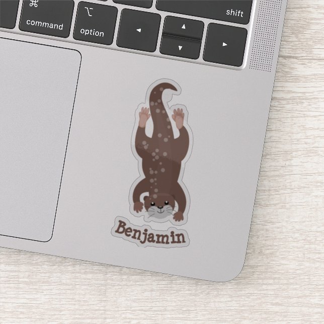 Pegatina Ilustracion personalizado de buceo con nutria (Detalle)