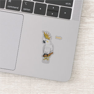 Pegatina Ilustracion personalizado de cacatúa con crema de