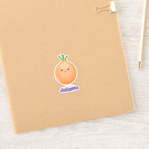 Pegatina Ilustracion personalizado de cebolla marrón gracio