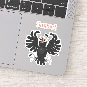 Pegatina Ilustracion personalizado de cuervos graciosos