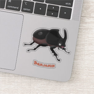 Pegatina Ilustracion personalizado de escarabajo rinoceront