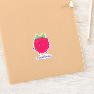 Pegatina Ilustracion personalizado de frambuesa roja feliz