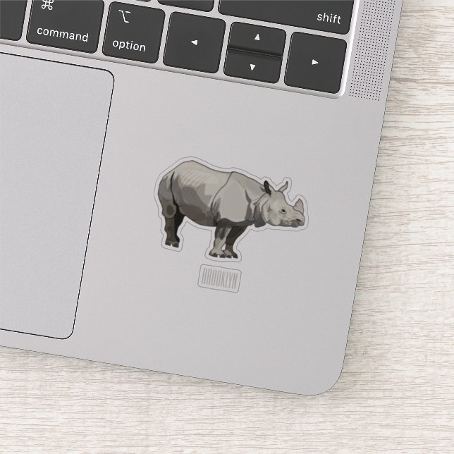 Pegatina Ilustracion personalizado de Javan rhinoceros (Detalle)