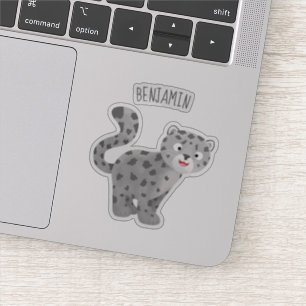 Pegatina Ilustracion personalizado de leopardo de las nieve