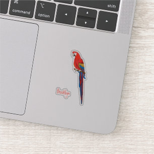 Pegatina Ilustracion personalizado de loro de macao escarla