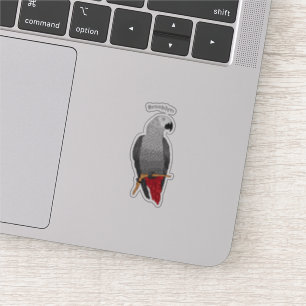 Pegatina Ilustracion personalizado de loro gris africano