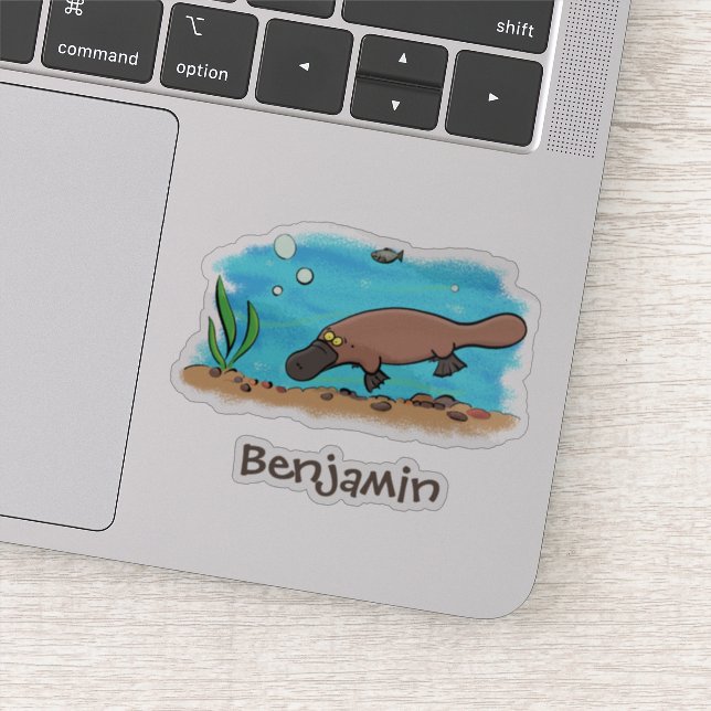Pegatina Ilustracion personalizado de natación de Platypus  (Detalle)