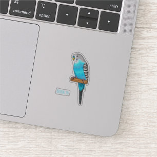 Pegatina Ilustracion personalizado de pájaro budgerigar azu