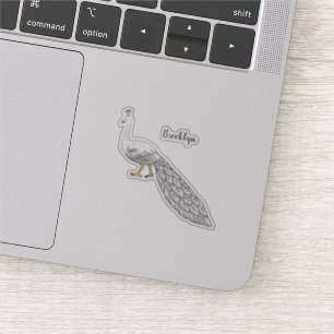 Pegatina Ilustracion personalizado de pavo real blanco