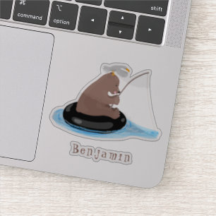 Pegatina Ilustracion personalizado de pesca de cachorro de
