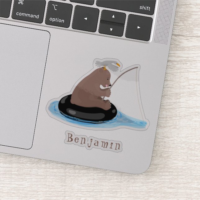 Pegatina Ilustracion personalizado de pesca de cachorro de  (Detalle)