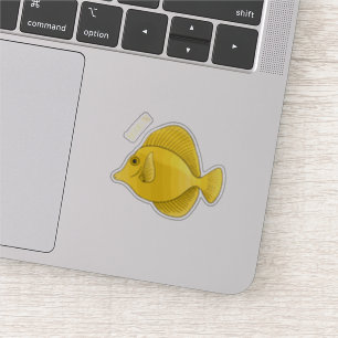 Pegatina Ilustracion personalizado de pescado tango amarill