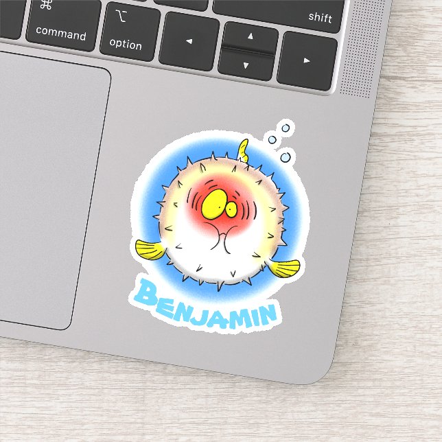 Pegatina Ilustracion personalizado de pez gordo gordo (Detalle)