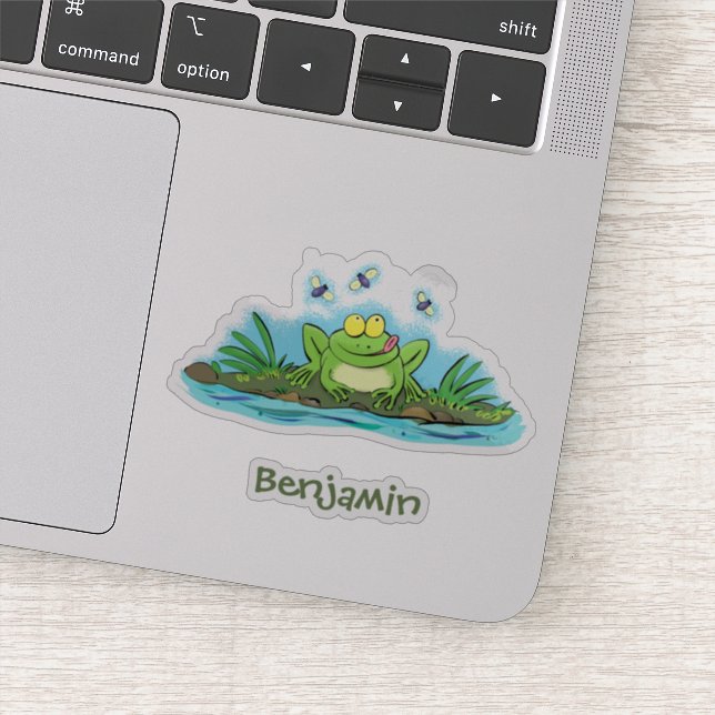 Pegatina Ilustracion personalizado de rana verde dulce (Detalle)