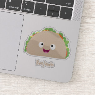 Pegatina Ilustracion personalizado de taco alegre sonriente