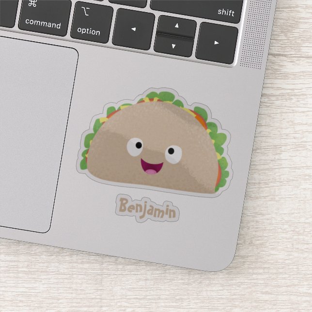 Pegatina Ilustracion personalizado de taco alegre sonriente (Detalle)