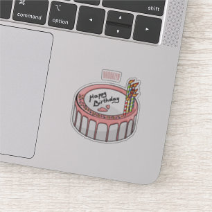 Pegatina Ilustracion personalizado de torta de cumpleaños