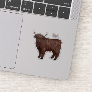 Pegatina Ilustracion personalizado de vaca de Highland