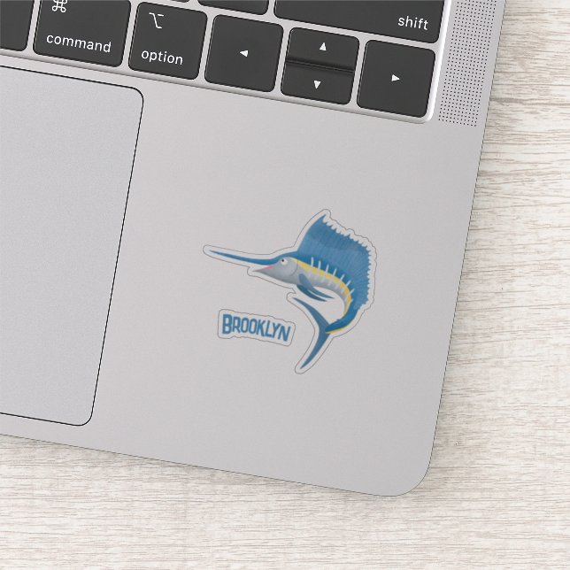 Pegatina Ilustracion personalizado divertido de pez espada (Detalle)