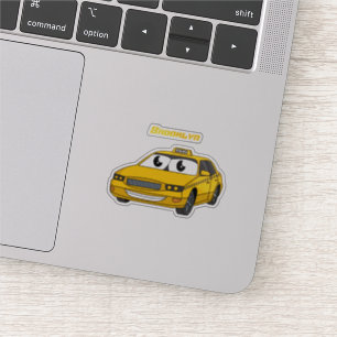 Pegatina Ilustracion personalizado divertido de taxi amaril