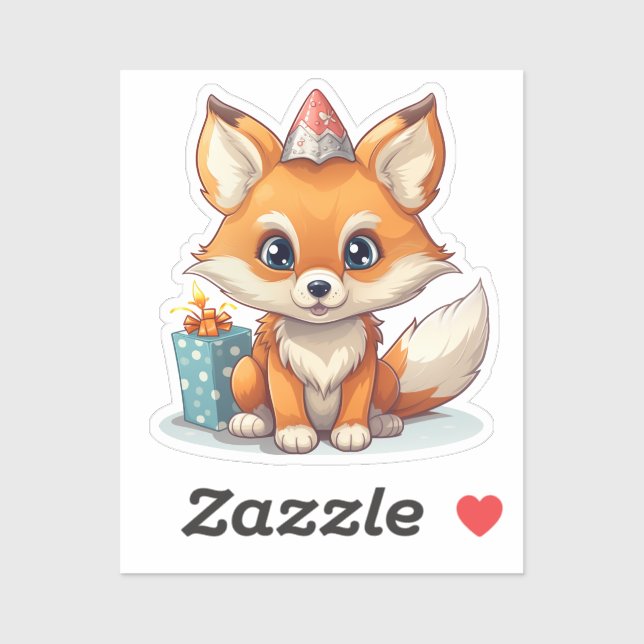Pegatina ilustracion personalizado fox (Hoja)