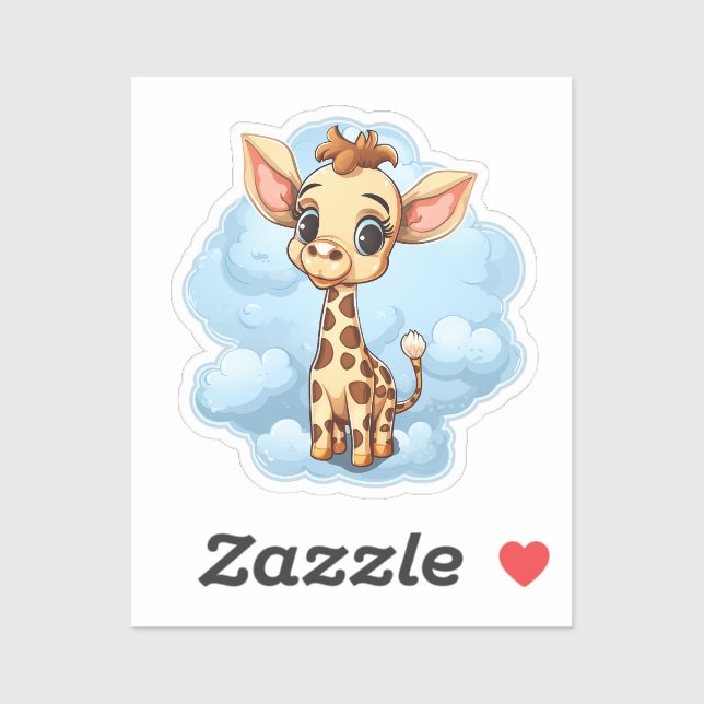 Pegatina ilustracion personalizado giraffe (Hoja)