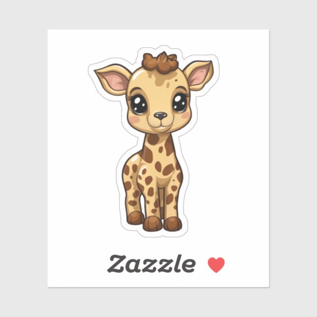 Pegatina ilustracion personalizado giraffe (Hoja)