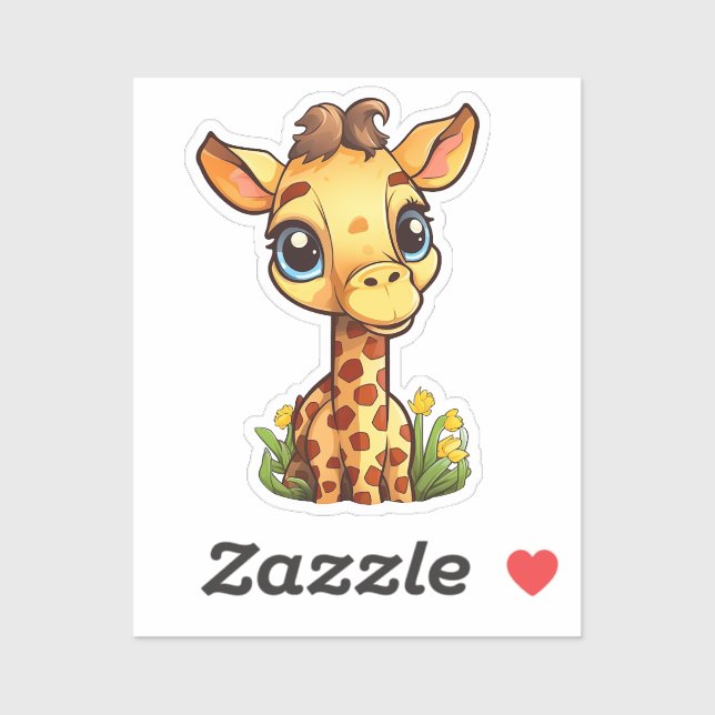 Pegatina ilustracion personalizado giraffe (Hoja)