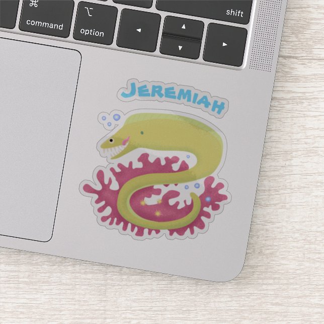 Pegatina Ilustracion personalizado gracioso de moray verde (Detalle)