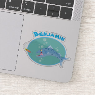 Pegatina Ilustracion personalizado pescador hambriento de B