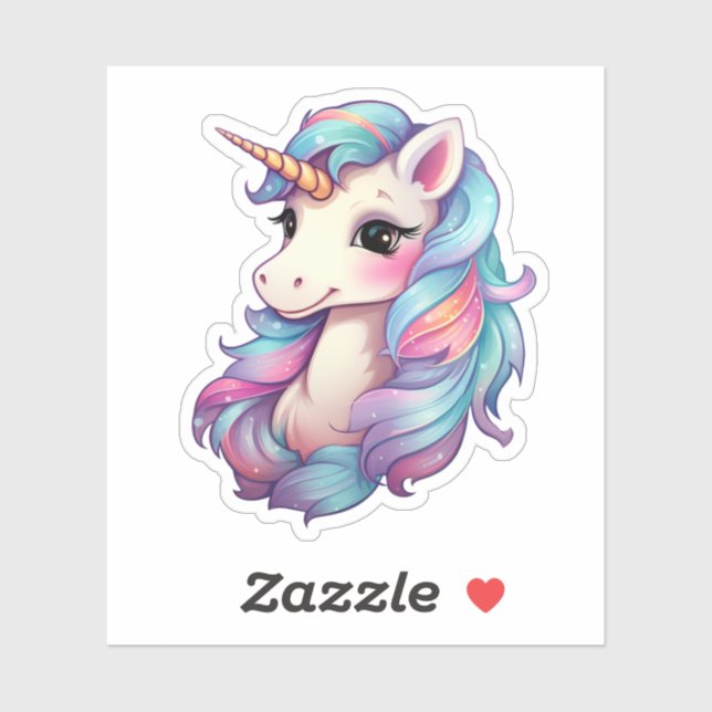 Pegatina ilustracion personalizado unicornio (Hoja)