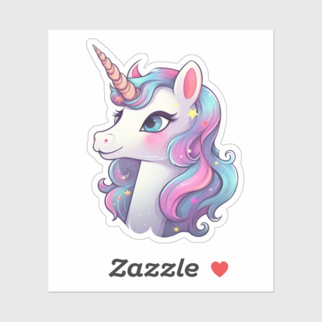 Pegatina ilustracion personalizado unicornio (Hoja)