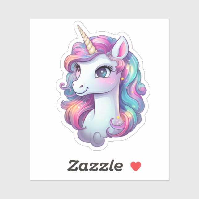 Pegatina ilustracion personalizado unicornio (Hoja)