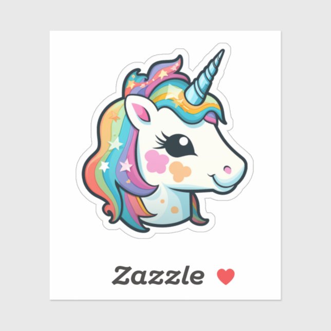 Pegatina ilustracion personalizado unicornio (Hoja)